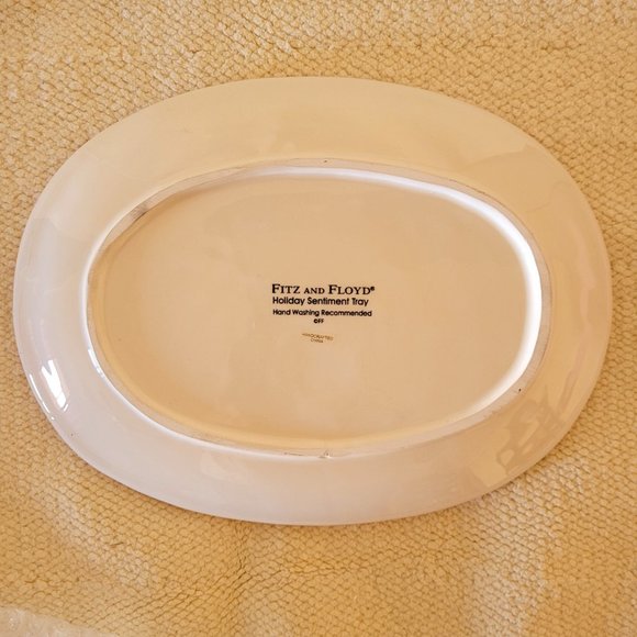 Fitz and Floyd 2012 Holiday Sentiment Oval Tray Celebrate the Season - Picture 2 of 4